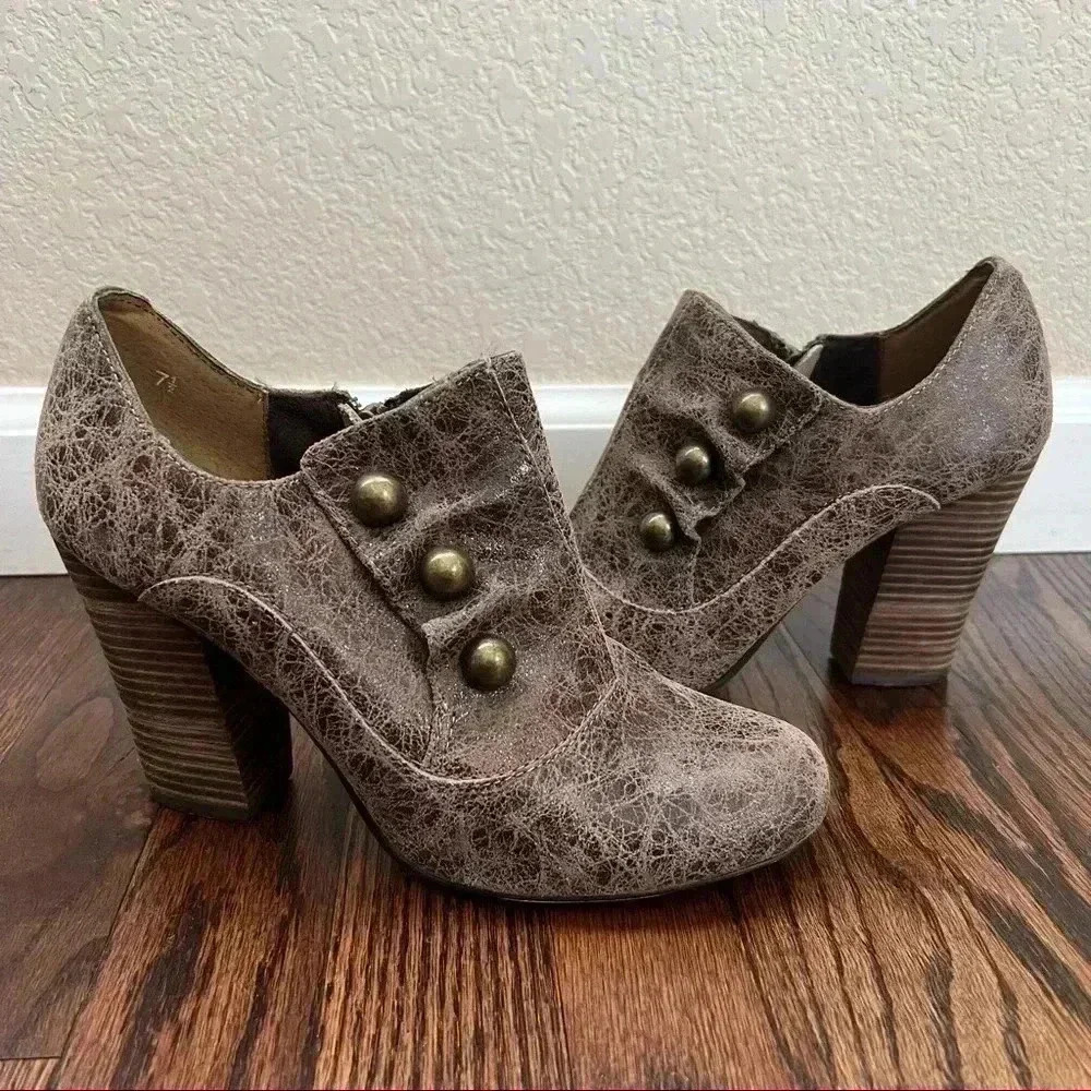 Seychelles Los Angeles Ankle Bootie Boots Brown Leather Women Size 7.5 Side Zip